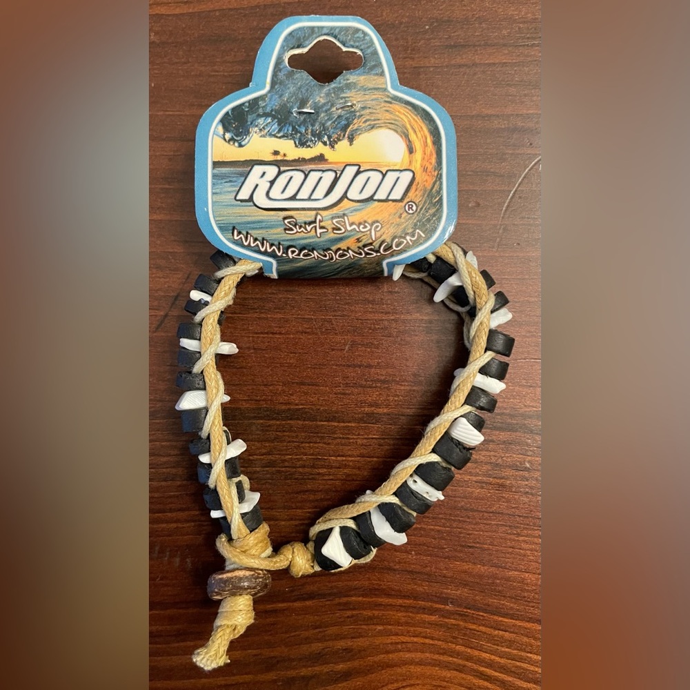 Vintage Ron Jon Surf Shop Braided Hemp & Bead Bracelet-NEW / ORIGINAL PACKAGING
